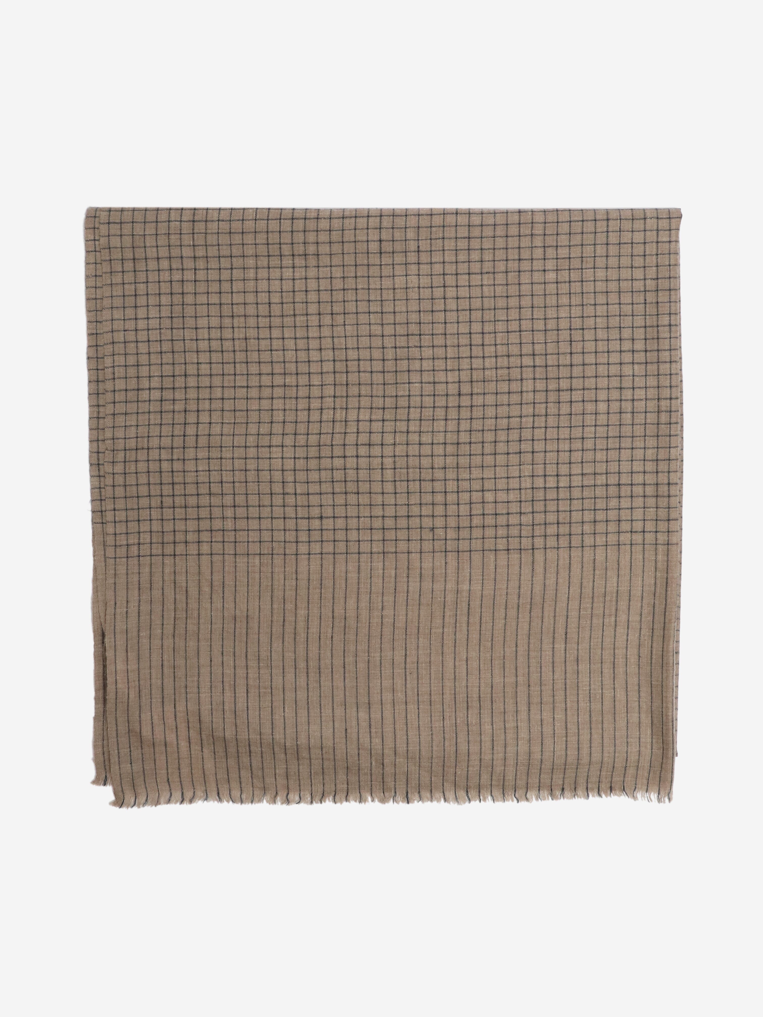 Neutral cashmere grid-check scarf Scarves Aime 