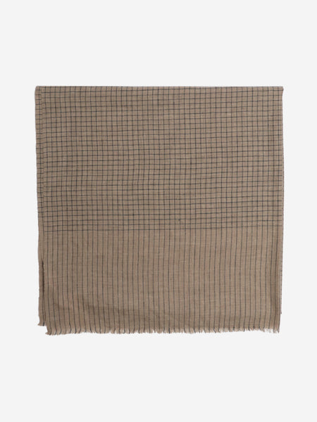 Neutral cashmere grid-check scarf product image