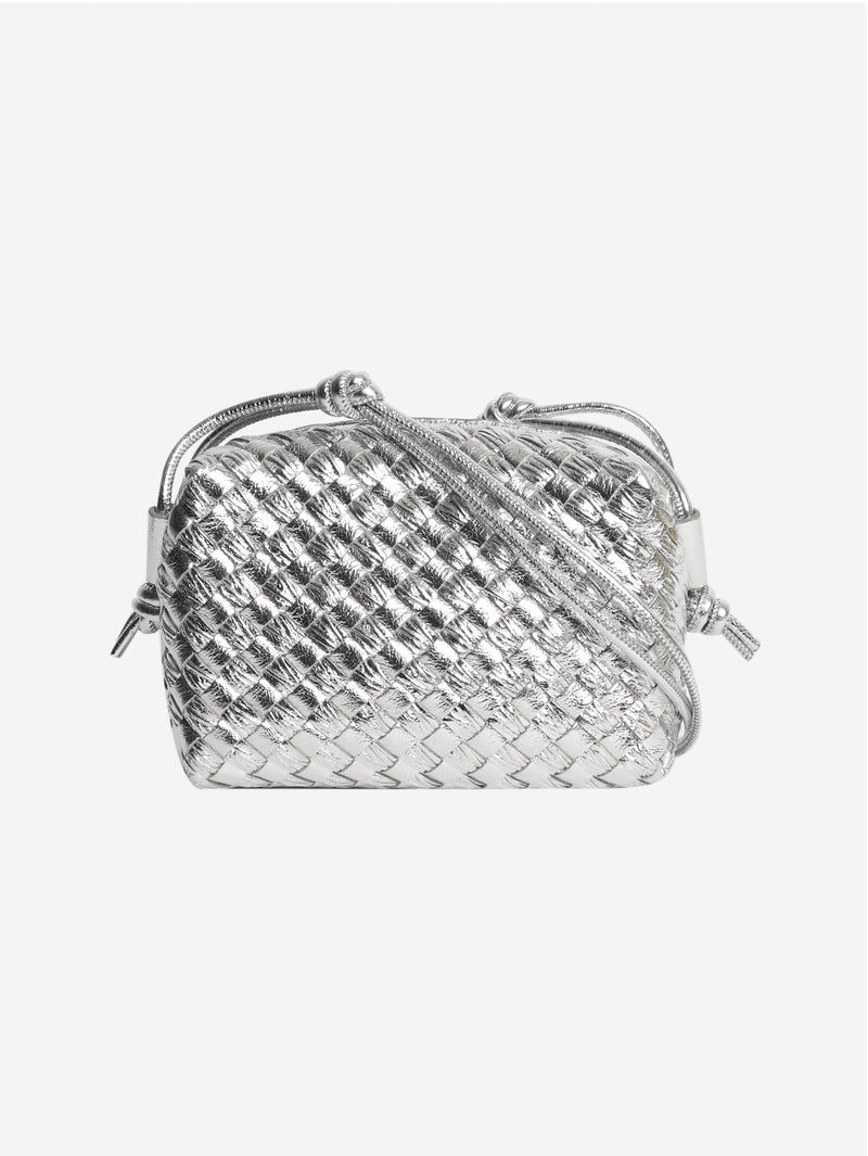 Silver mini Intrecciato loop bag