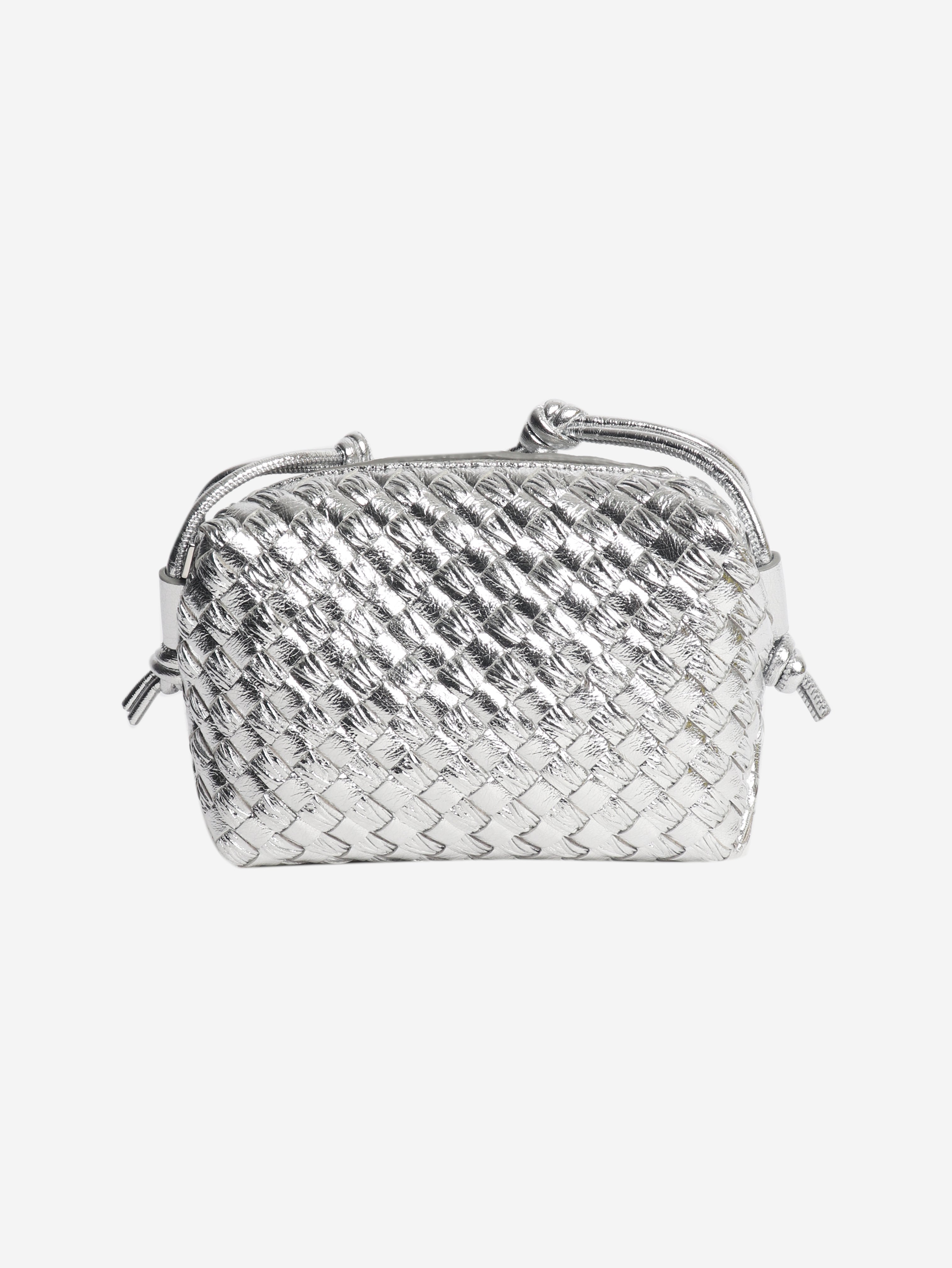 Silver mini Intrecciato loop bag