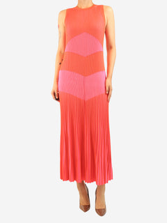 Coral pink ribbed midi dress - size M