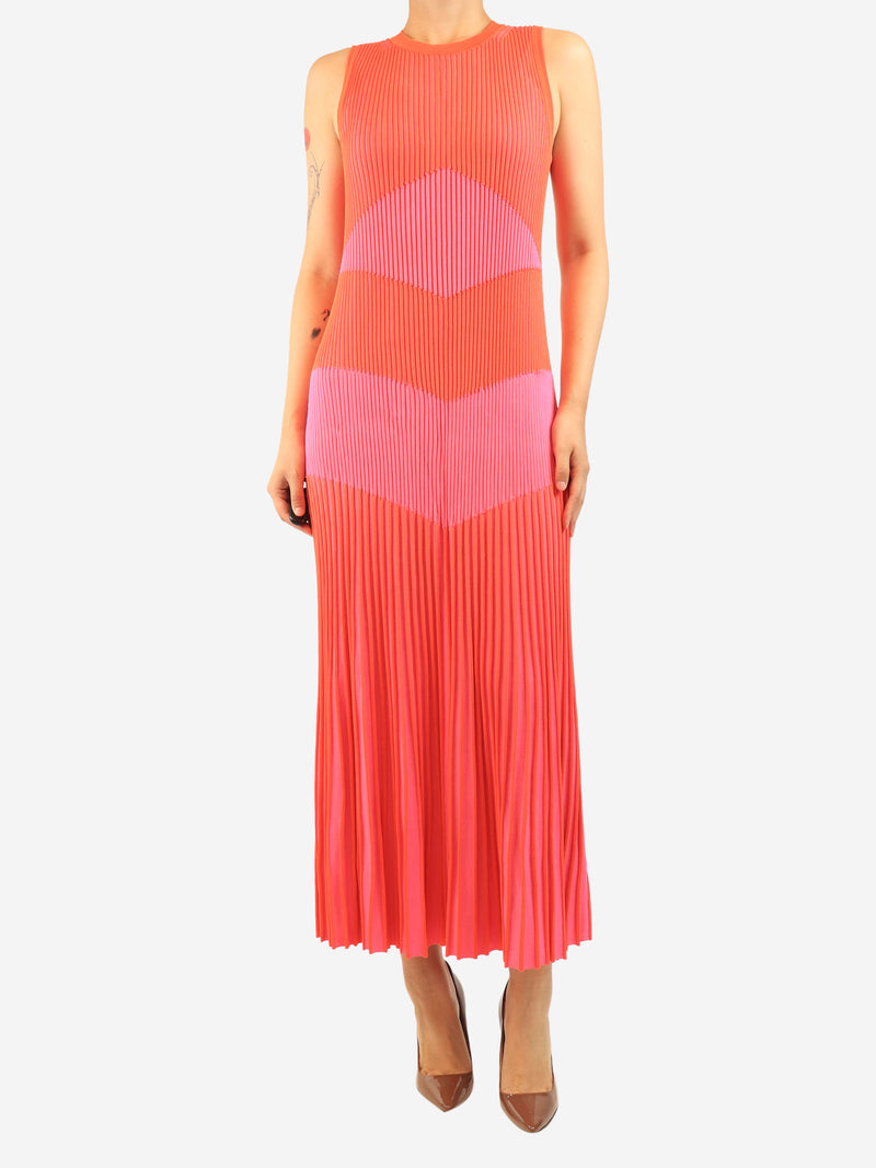 Coral pink ribbed midi dress - size M