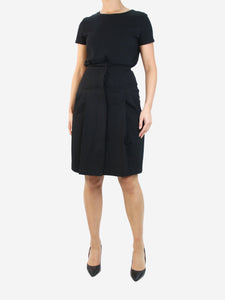 Prada Black wool-blend pleated skirt - size UK 8