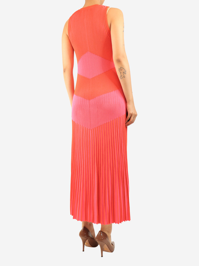 Coral pink ribbed midi dress - size M