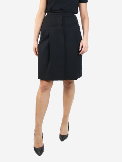 Black wool-blend pleated skirt - size UK 8 Skirts Prada 