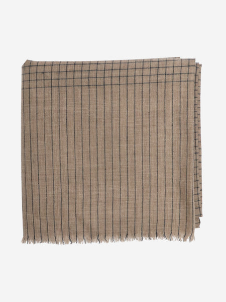 Neutral cashmere grid-check scarf alternate image