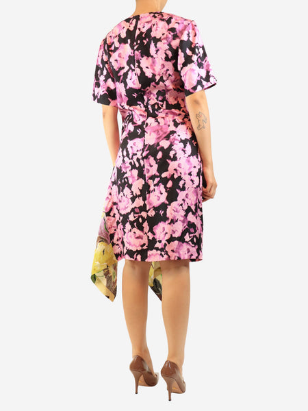 Purple and green silk printed dress - size UK 8 alternate image