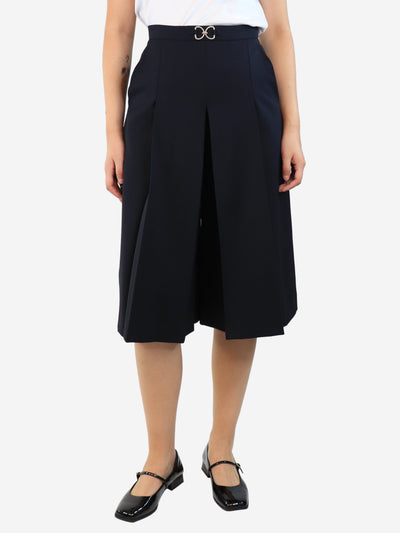 Navy blue pleated wool-blend cullottes - size UK 8 Trousers Sandro 