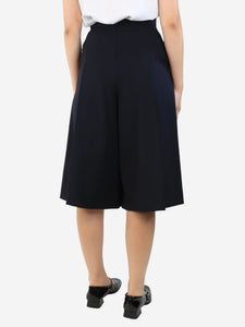 Sandro Navy blue pleated wool-blend cullottes - size UK 8