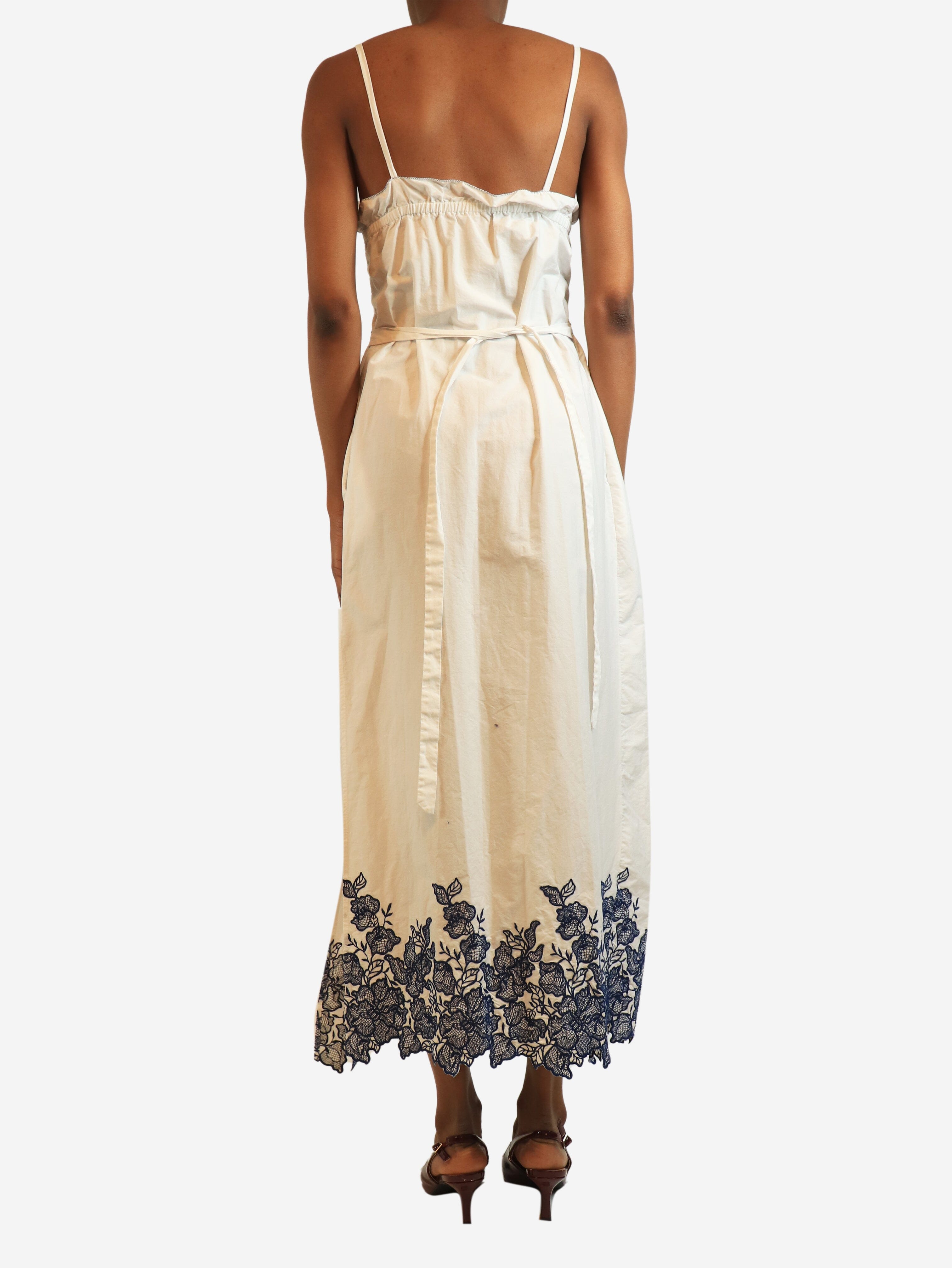 Blue and white Bianca smocked midi dress - size M Dresses Loretta Caponi 