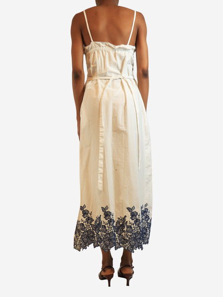 Blue and white Bianca smocked midi dress - size M alternate image