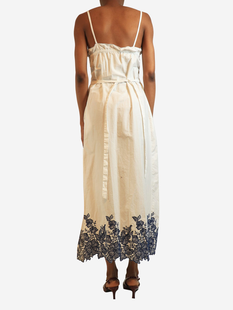 Blue and white Bianca smocked midi dress - size M Dresses Loretta Caponi 