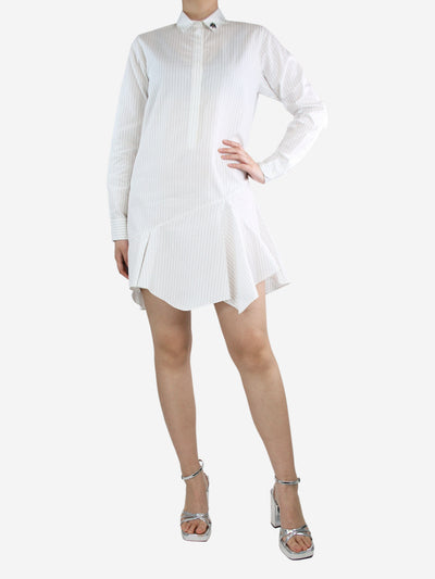 White pinstriped ruffled dress - size UK 10