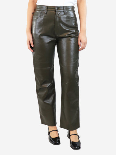 Khaki leather jeans - size UK 12 Trousers Agolde 