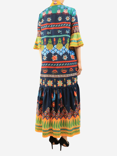 Navy peacock feather printed dress - size M alternate image