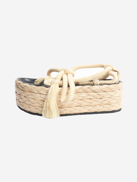 Neutral raffia platform sandals - size EU 41 product image