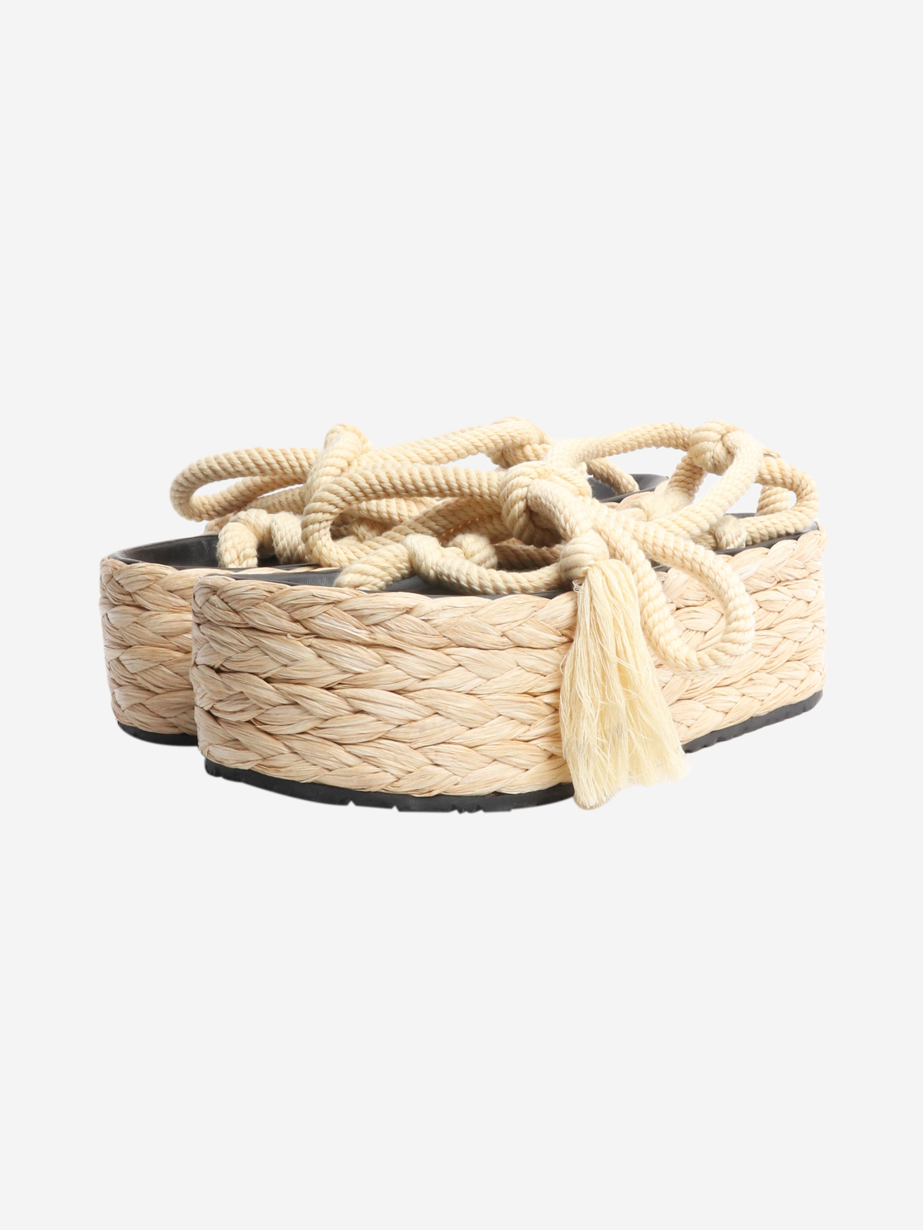 Neutral raffia platform sandals - size EU 41 Flat Sandals Isabel Marant 