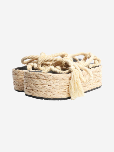 Neutral raffia platform sandals - size EU 41 alternate image