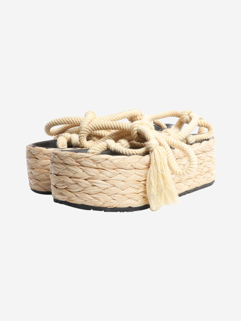 Neutral raffia platform sandals - size EU 41 Flat Sandals Isabel Marant 