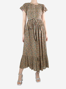 Doen Multi belted floral-print cotton-blend midi dress - size S