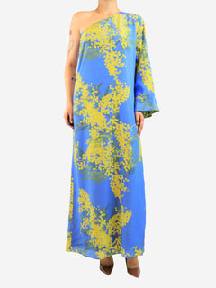 Blue one shoulder printed dress - size UK 12 Dresses Bernadette 