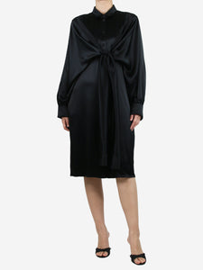 Loewe Black satin midi shirt dress - size UK 12