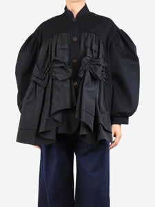 Simone Rocha Black taffeta-front puff-sleeved jacket - size UK 10