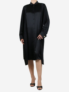 Loewe Black satin midi shirt dress - size UK 12