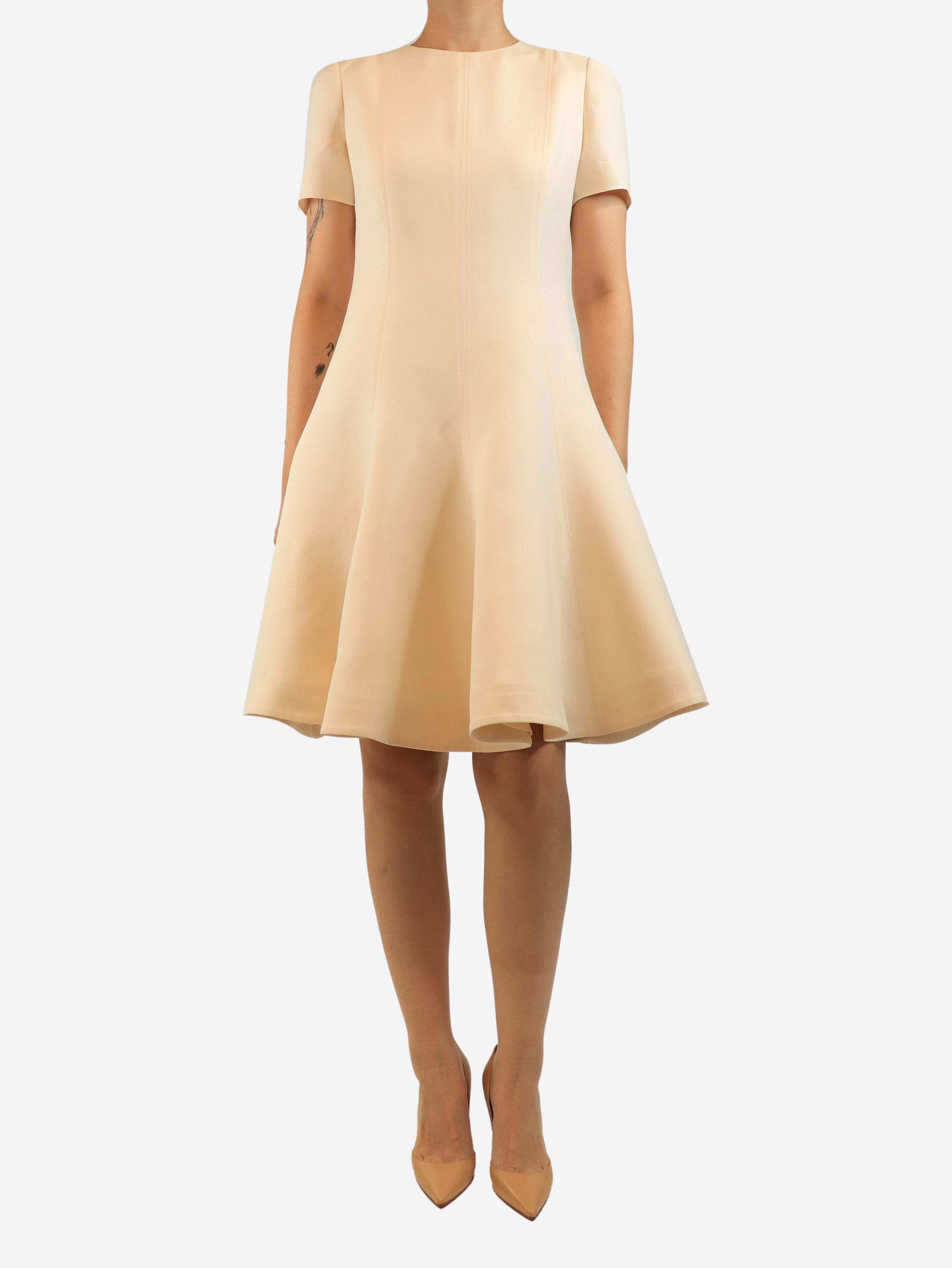 Cream round-neck midi dress - size UK 10 Dresses Valentino 