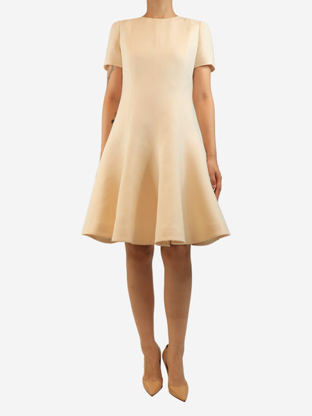 Cream round-neck midi dress - size UK 10 product image