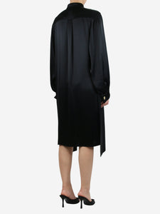 Loewe Black satin midi shirt dress - size UK 12