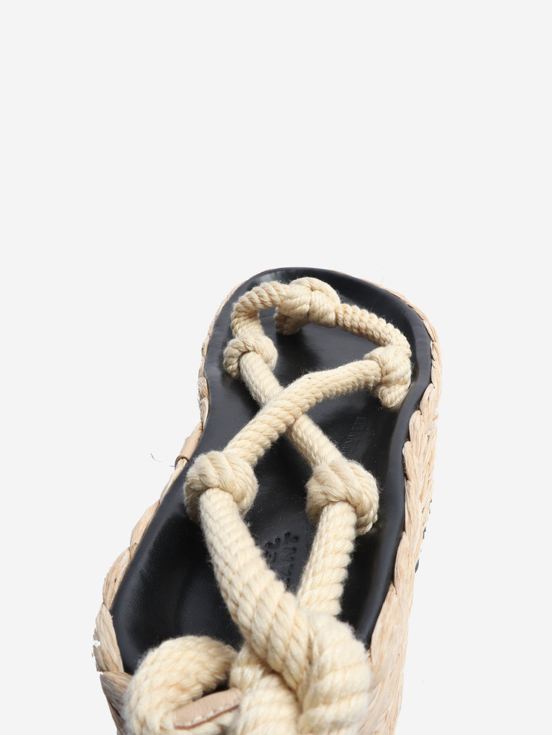 Neutral raffia platform sandals - size EU 41 Flat Sandals Isabel Marant 