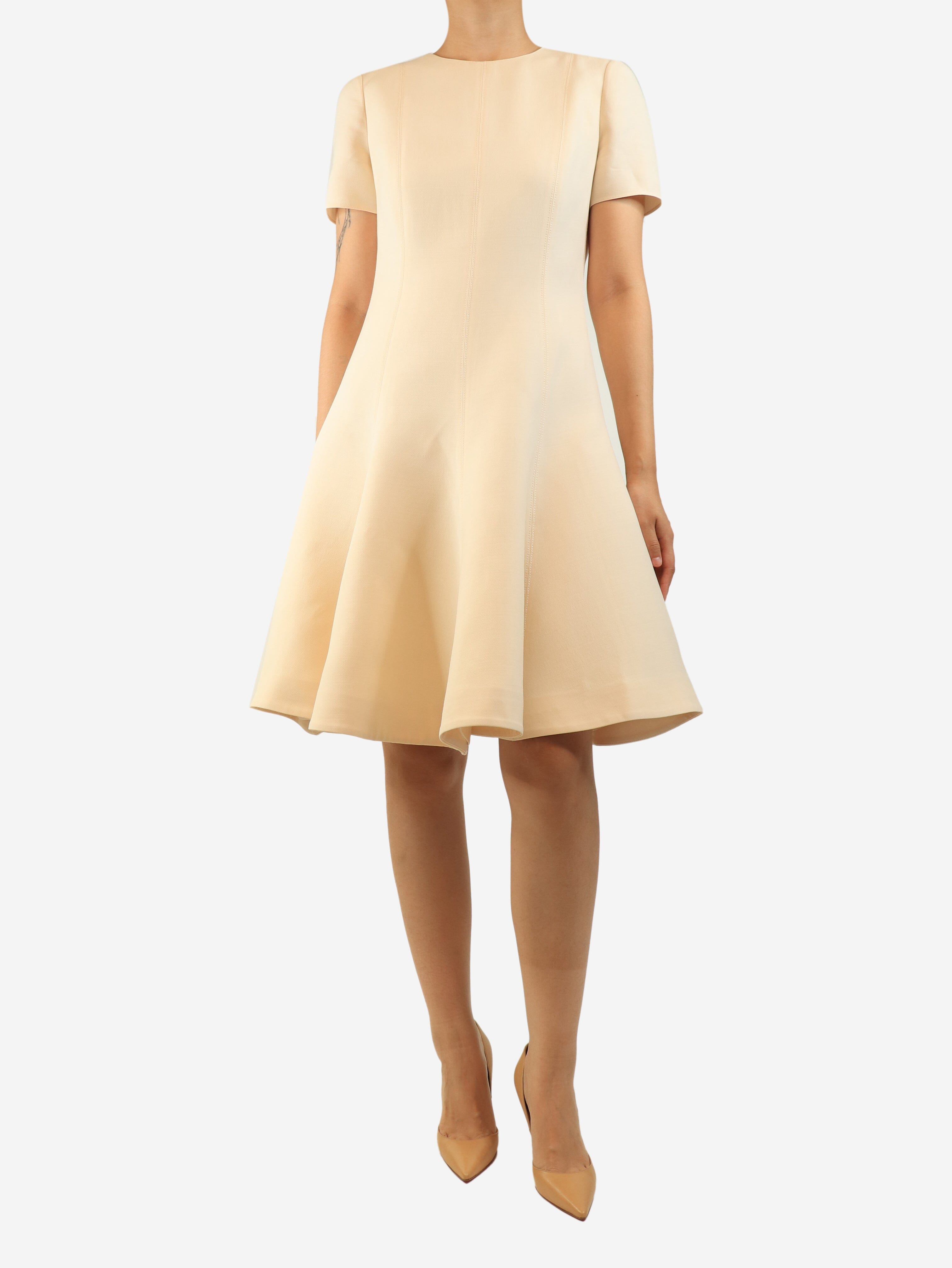 Cream round-neck midi dress - size UK 10 Dresses Valentino 