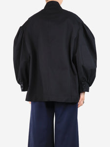 Simone Rocha Black taffeta-front puff-sleeved jacket - size UK 10