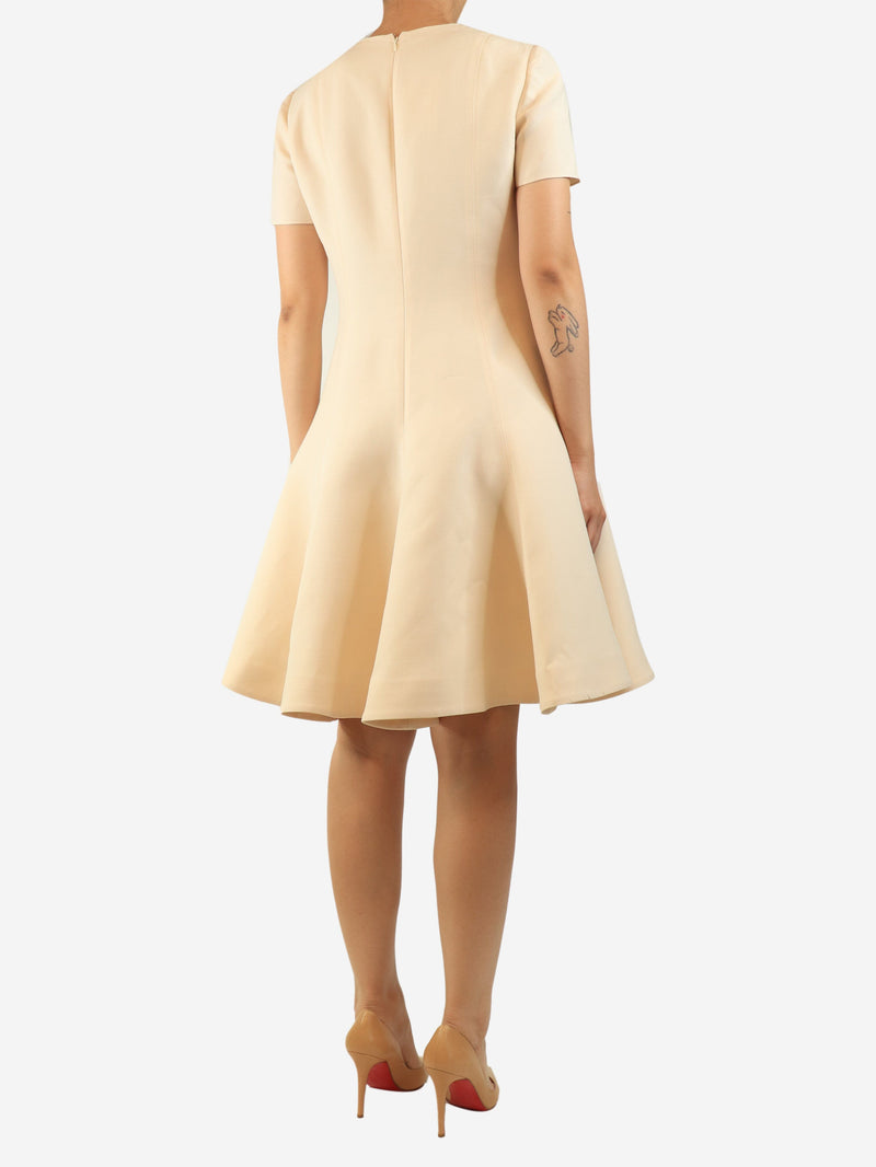 Cream round-neck midi dress