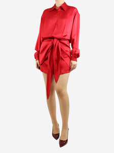 The Attico Red satin mini shirt dress - size UK 10