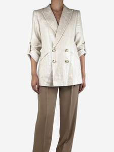 Veronica Beard Neutral double-breasted blazer - size UK 10