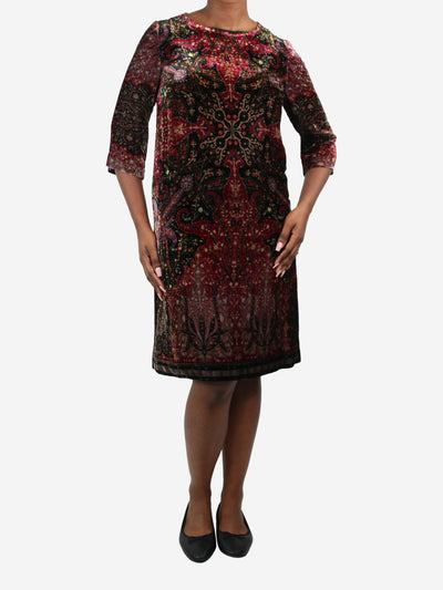 Burgundy floral printed velvet dress - size IT 44 Dresses Etro