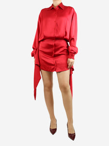 The Attico Red satin mini shirt dress - size UK 10