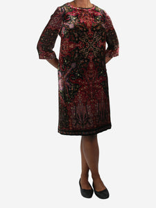 Etro Burgundy floral printed velvet dress - size IT 44