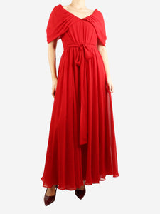 Badgley Mischka Red sleeveless midi gown dress - size UK 8