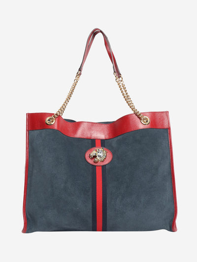Dark blue Rajah suede shopper tote Tote Bags Gucci 