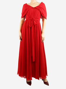 Badgley Mischka Red sleeveless midi gown dress - size UK 8