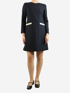 Huishan Zhang Navy blue wool-blend pocket dress - size UK 10