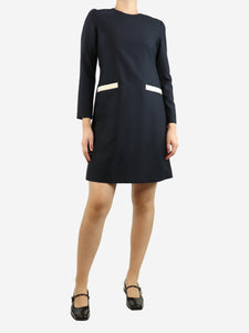 Huishan Zhang Navy blue wool-blend pocket dress - size UK 10