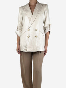 Veronica Beard Neutral double-breasted blazer - size UK 10