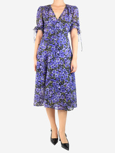 The Kooples Purple floral printed midi wrap dress - size UK 10