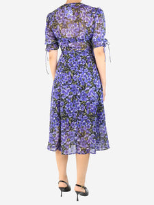 The Kooples Purple floral printed midi wrap dress - size UK 10