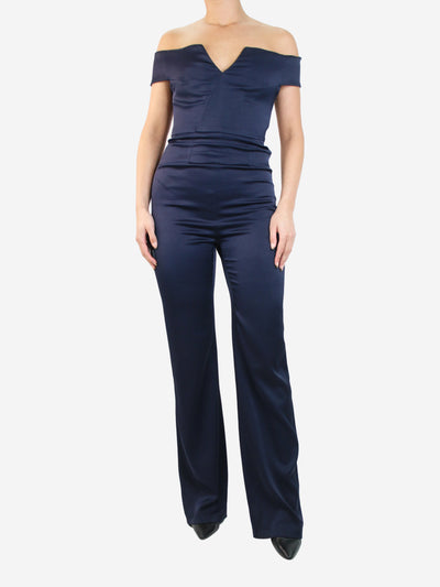 Blue off-shoulder straight-leg jumpsuit - size UK 12 Jumpsuits Galvan 