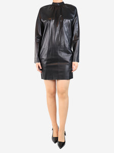 Celine Black leather mini dress - size UK 8